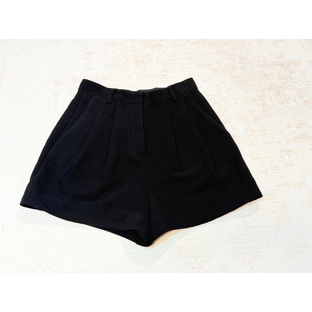 DISSH Black Pleated High Waisted Shorts Size US 4 AU 8 Adjustable Waistband
